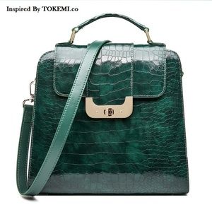 Emerald Green Genuine Leather Handbag